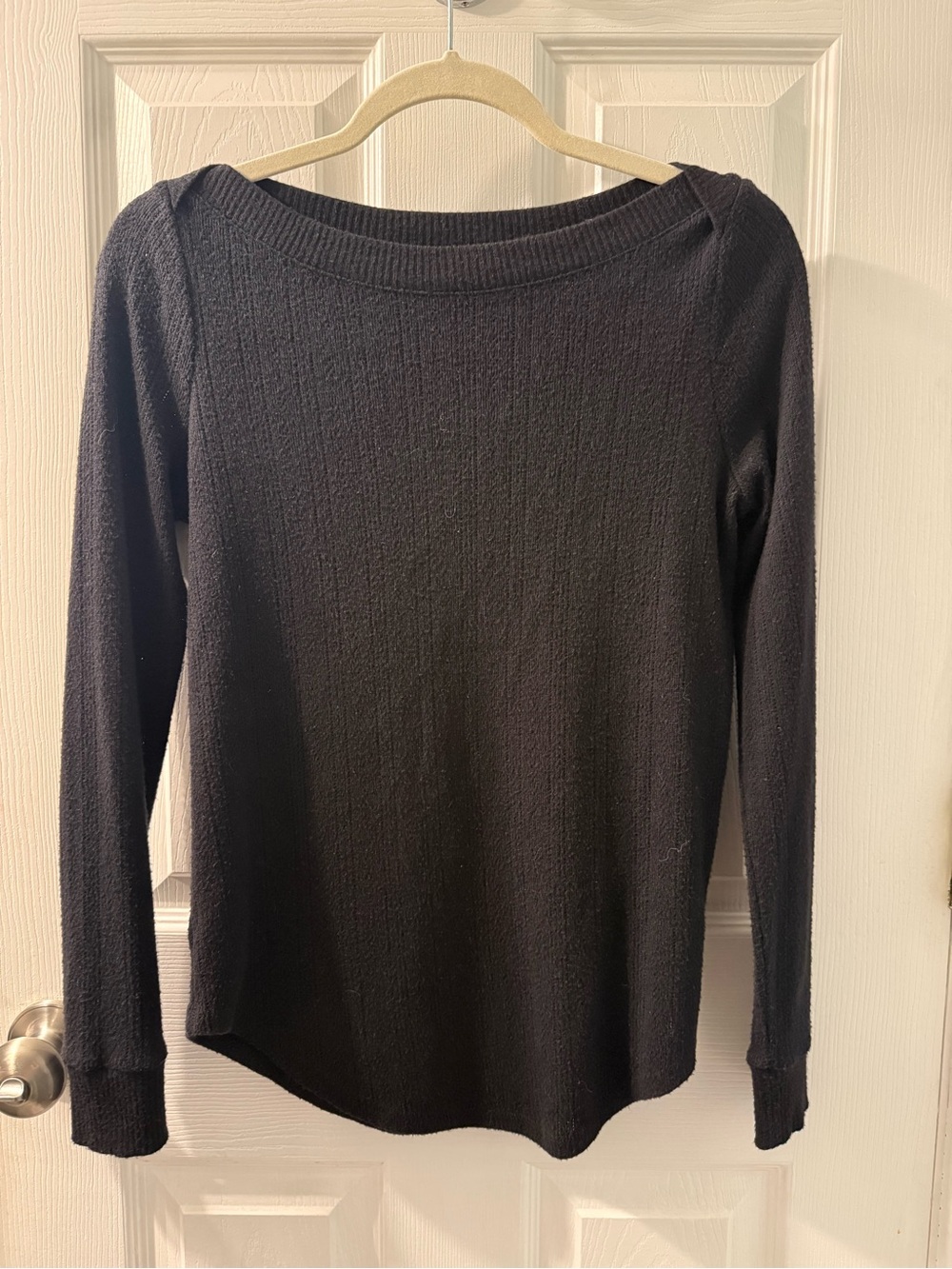 LOFT Black Ribbed Boatneck Sweater